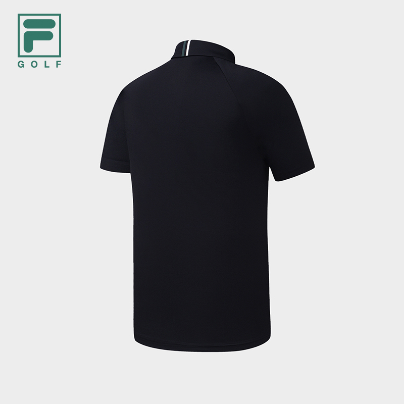 FILA CORE Men GOLF Knitted Short Sleeve Polo Shirt BLACK