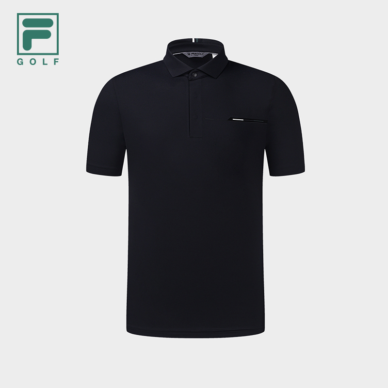 FILA CORE Men GOLF Knitted Short Sleeve Polo Shirt BLACK