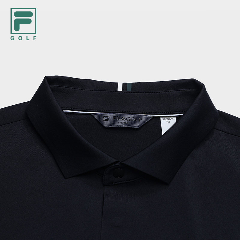 FILA CORE Men GOLF Knitted Short Sleeve Polo Shirt BLACK