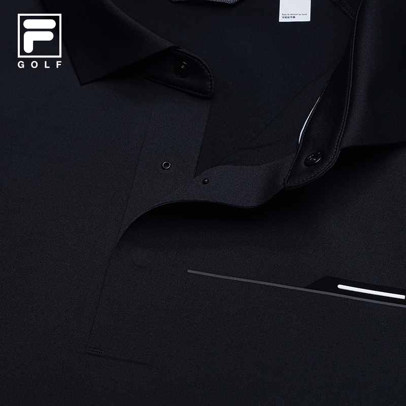 FILA CORE Men GOLF Knitted Short Sleeve Polo Shirt BLACK