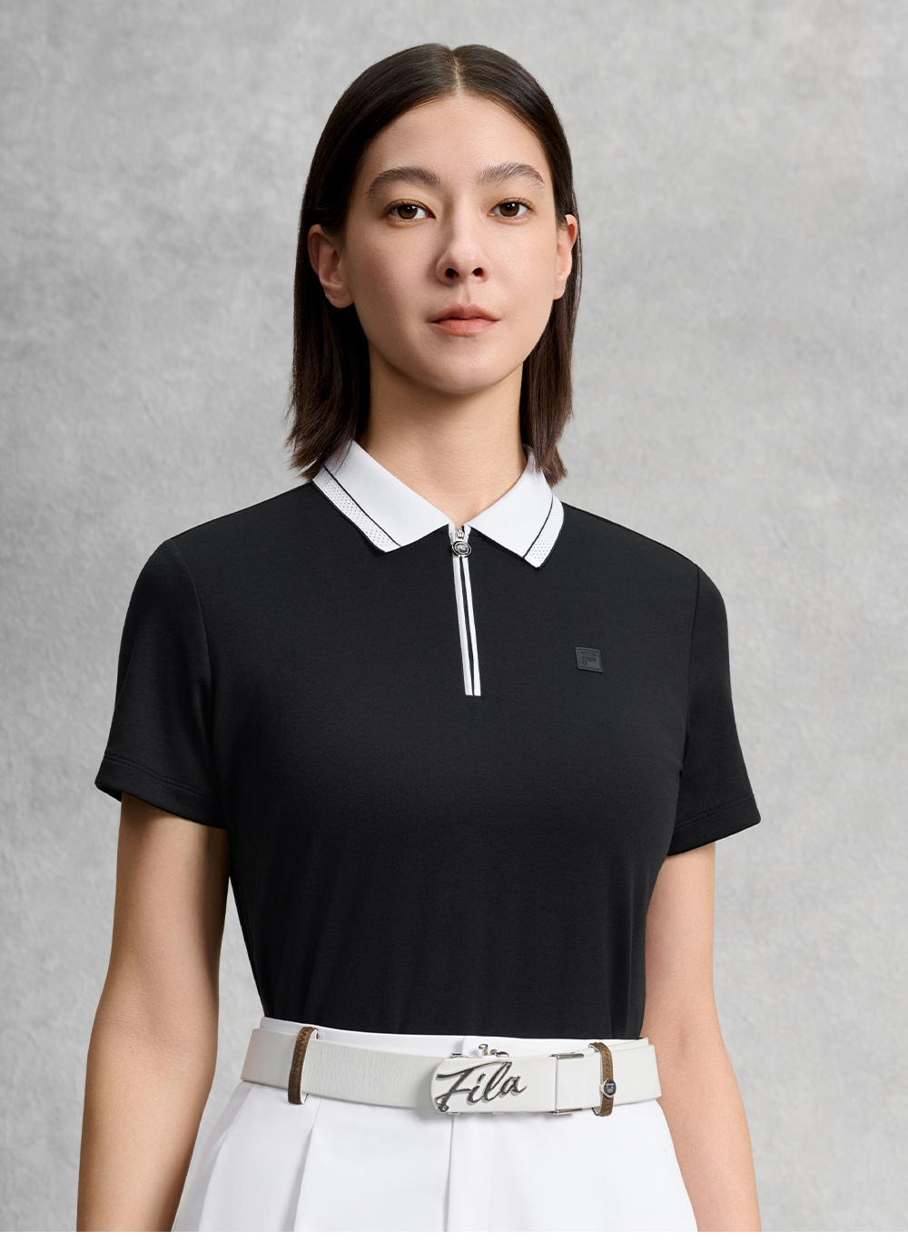 FILA CORE Women GOLF Knitted Short Sleeve Polo Shirt CREAM