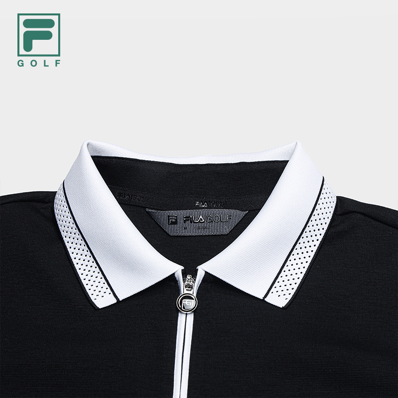 FILA CORE Women GOLF Knitted Short Sleeve Polo Shirt BLACK