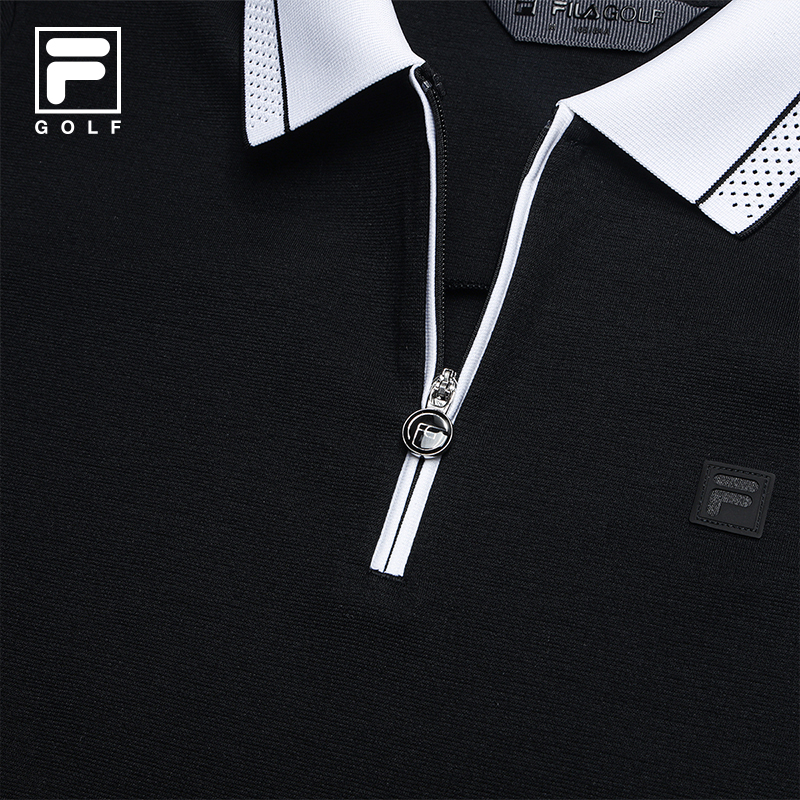 FILA CORE Women GOLF Knitted Short Sleeve Polo Shirt BLACK