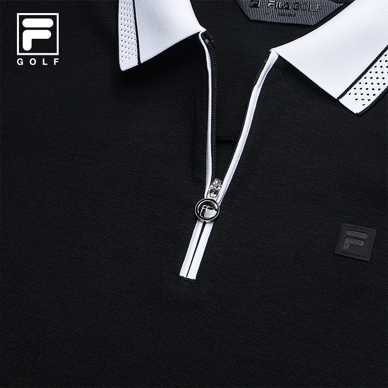 FILA CORE Women GOLF Knitted Short Sleeve Polo Shirt BLACK
