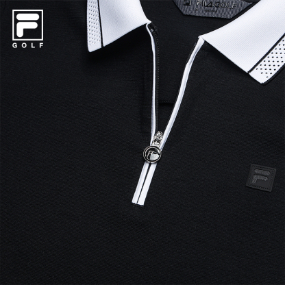 FILA CORE Women GOLF Knitted Short Sleeve Polo Shirt BLACK