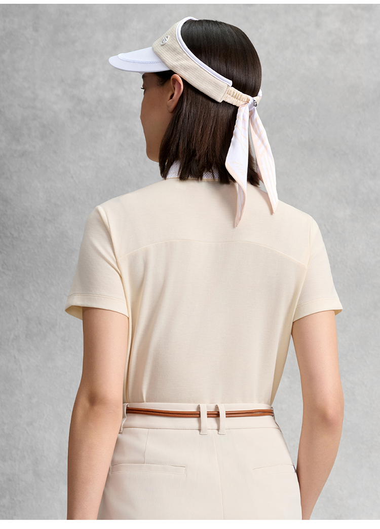 FILA CORE Women GOLF Knitted Short Sleeve Polo Shirt CREAM