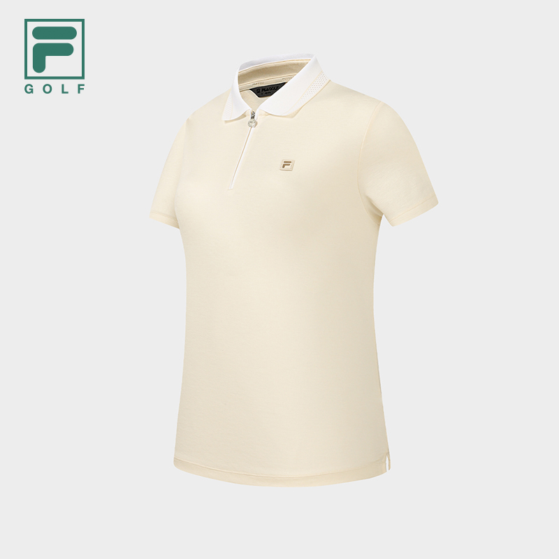 FILA CORE Women GOLF Knitted Short Sleeve Polo Shirt BLACK