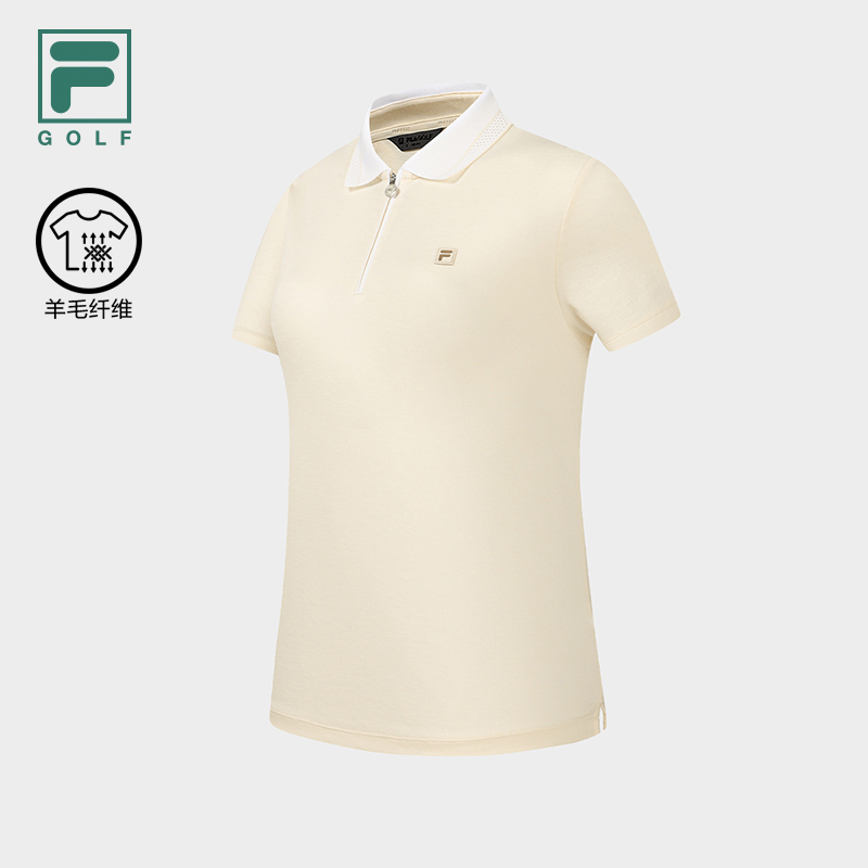 FILA CORE Women GOLF Knitted Short Sleeve Polo Shirt BLACK