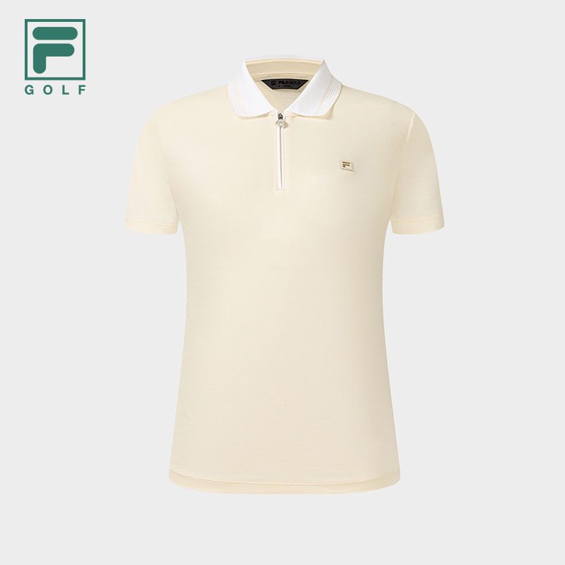 FILA CORE Women GOLF Knitted Short Sleeve Polo Shirt CREAM