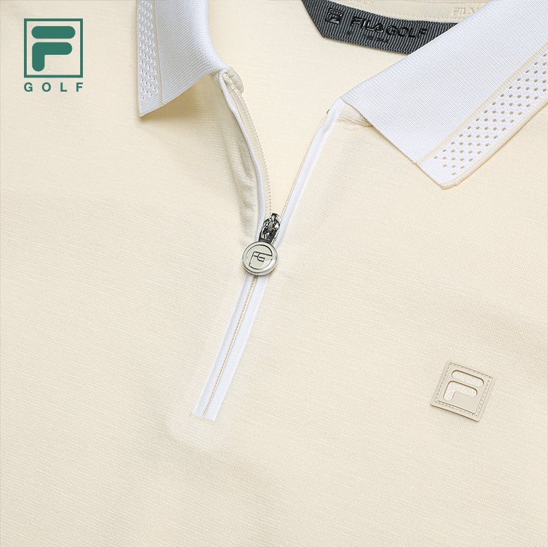 FILA CORE Women GOLF Knitted Short Sleeve Polo Shirt CREAM