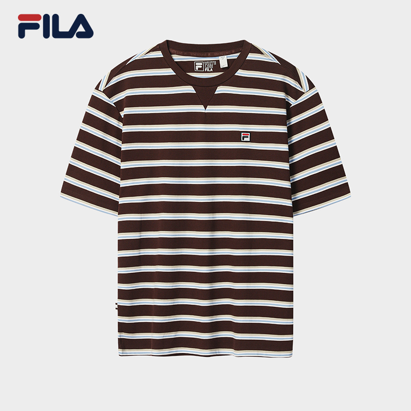 FILA CORE Men HERITAGE Knitted Short Sleeve Top BROWN