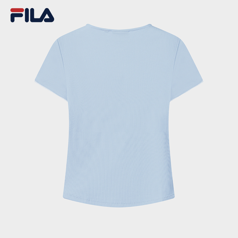 FILA CORE Women HERITAGE Knitted Short Sleeve Top LIGHT BLUE
