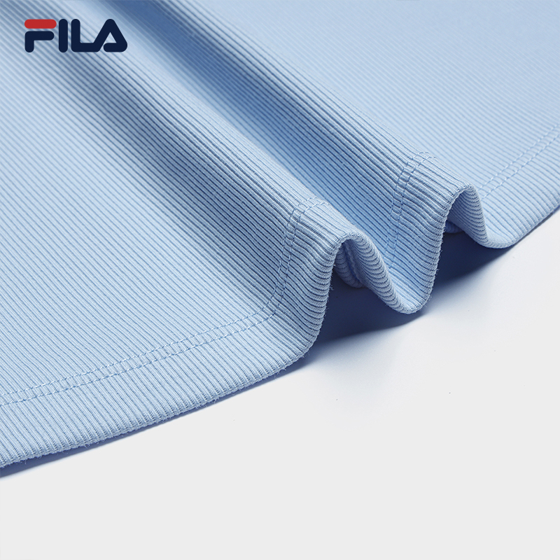FILA CORE Women HERITAGE Knitted Short Sleeve Top LIGHT BLUE