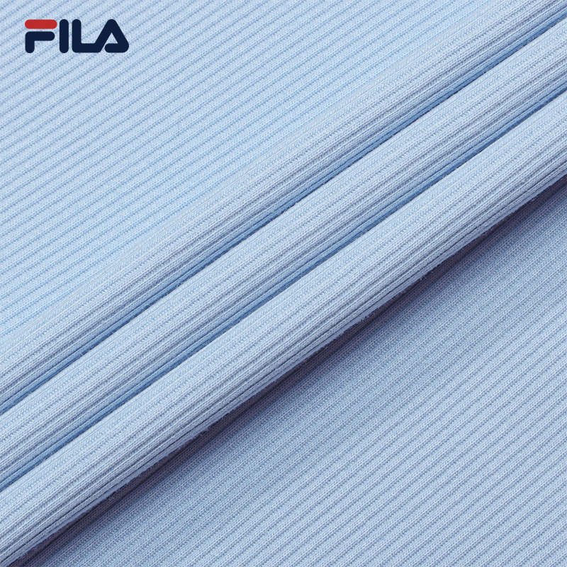 FILA CORE Women HERITAGE Knitted Short Sleeve Top LIGHT BLUE