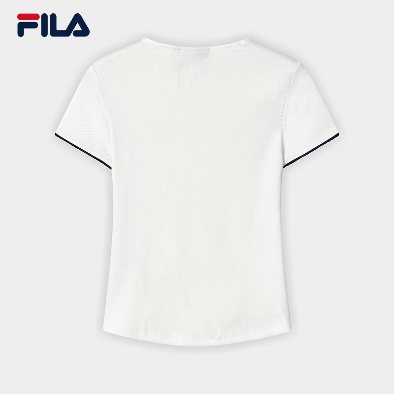 FILA CORE Women HERITAGE Knitted Short Sleeve Top WHITE