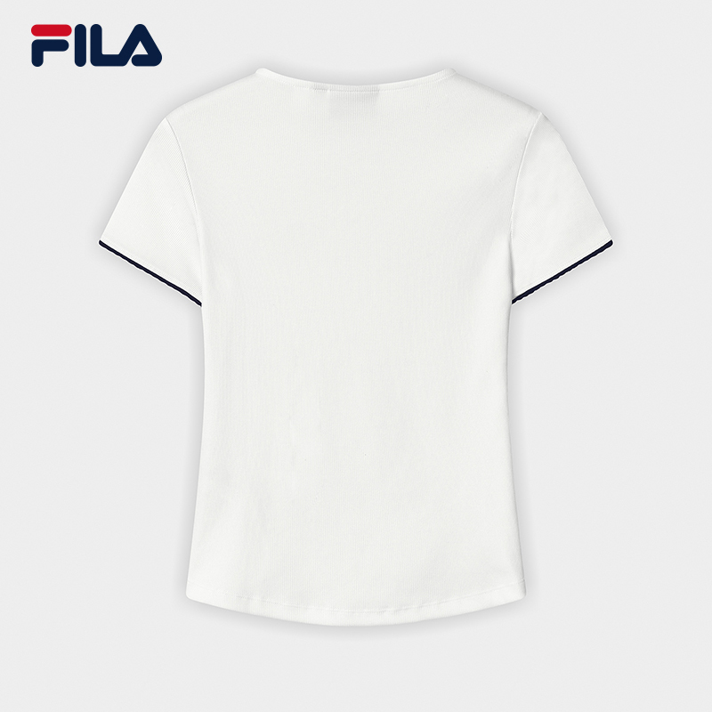 FILA CORE Women HERITAGE Knitted Short Sleeve Top WHITE