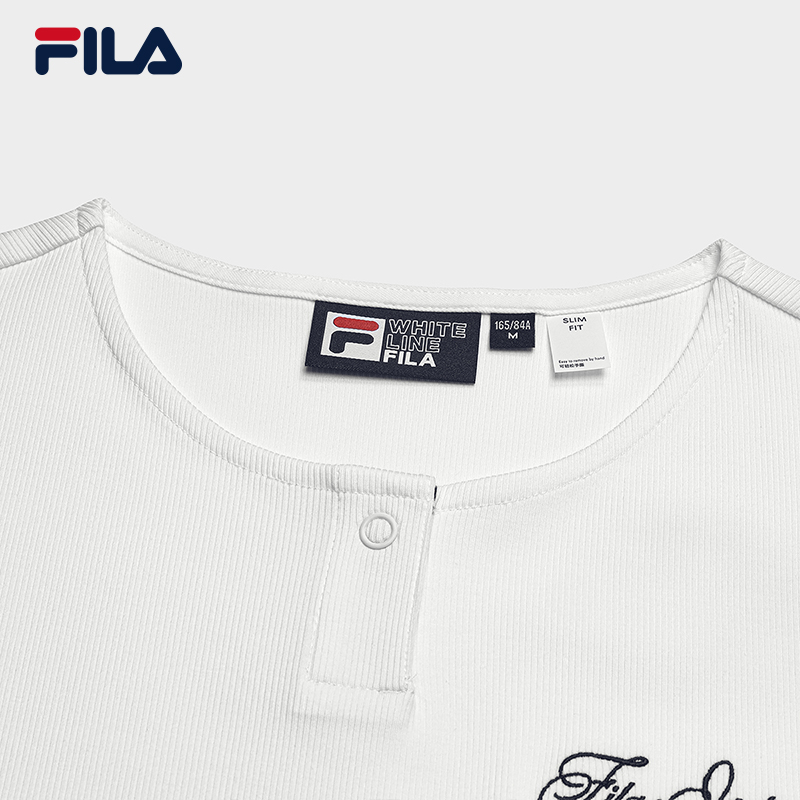 FILA CORE Women HERITAGE Knitted Short Sleeve Top WHITE