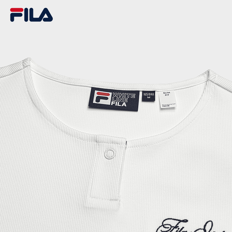 FILA CORE Women HERITAGE Knitted Short Sleeve Top WHITE