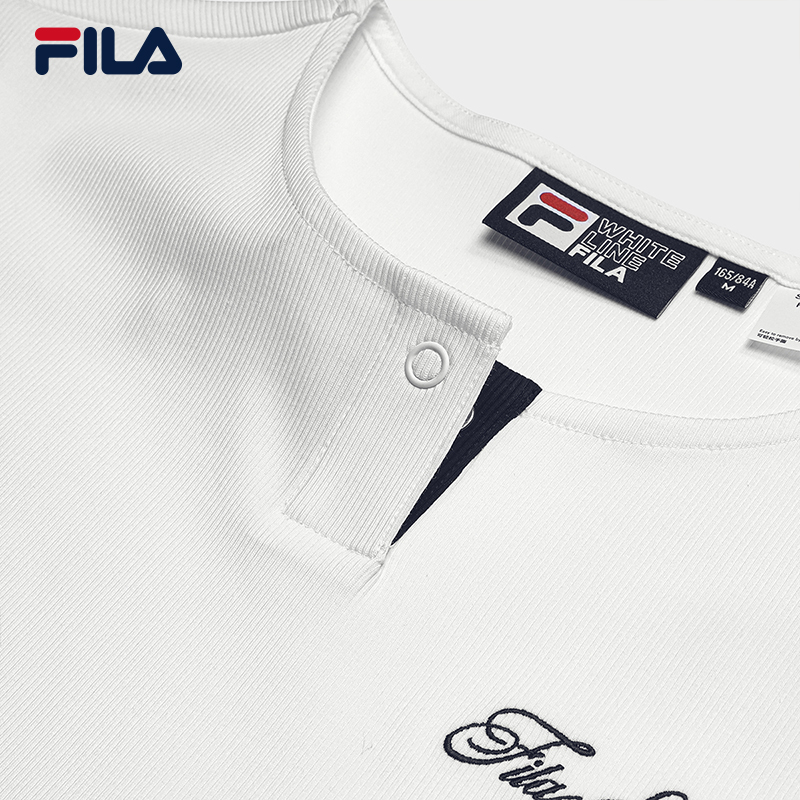 FILA CORE Women HERITAGE Knitted Short Sleeve Top WHITE