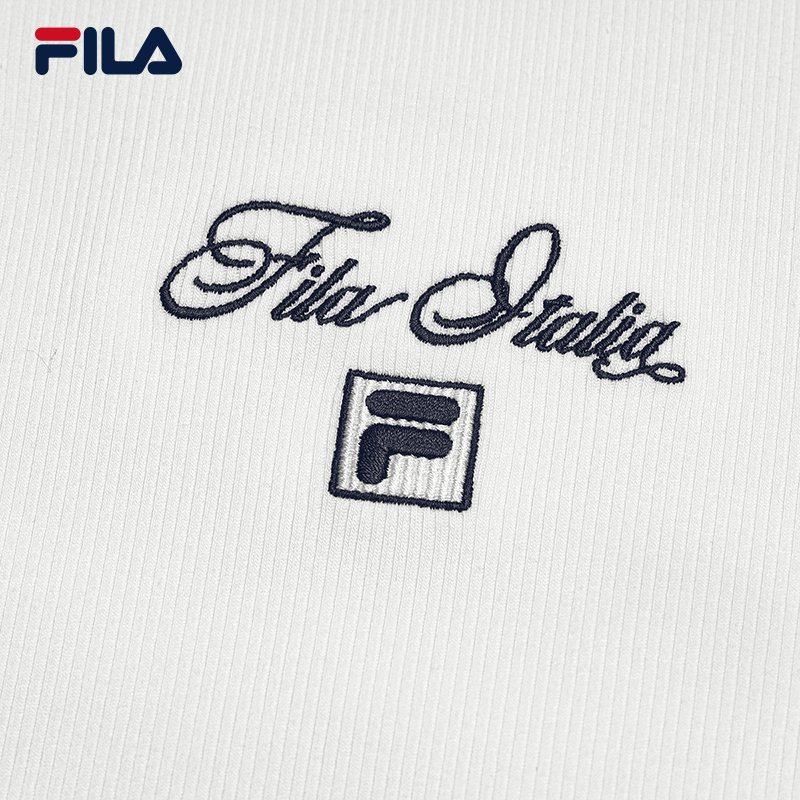 FILA CORE Women HERITAGE Knitted Short Sleeve Top WHITE
