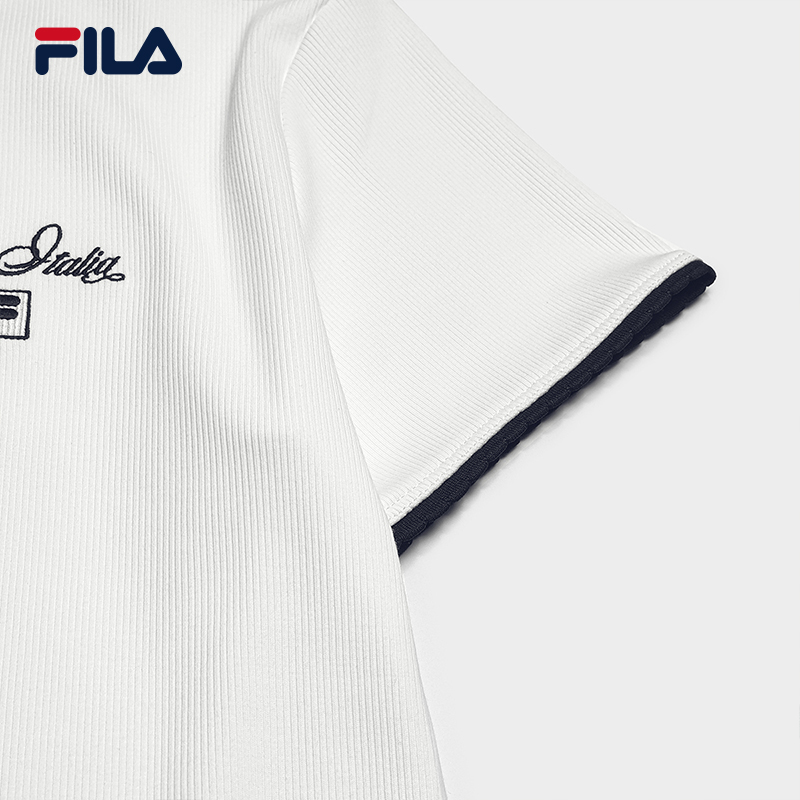 FILA CORE Women HERITAGE Knitted Short Sleeve Top WHITE