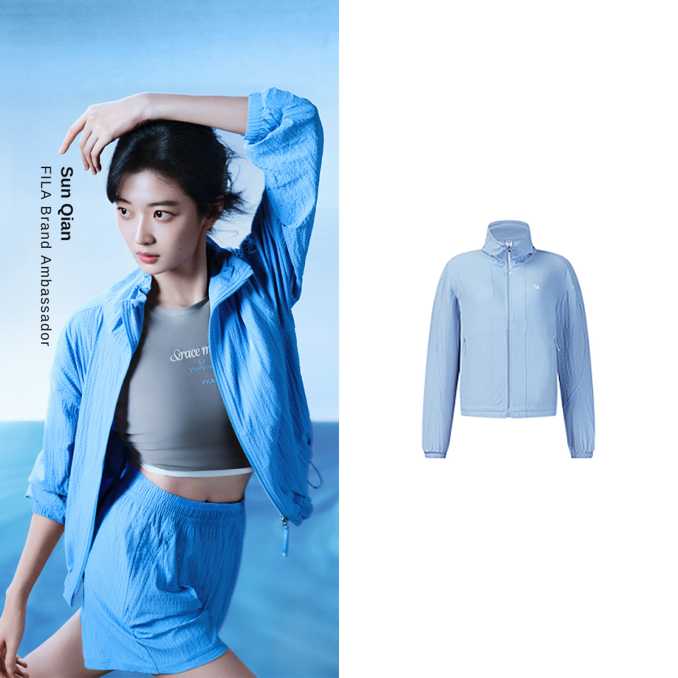 [Sun Qian's Pick] FILA CORE ATHLETICS FITNESS  Women Woven Jacket (Light Blue)