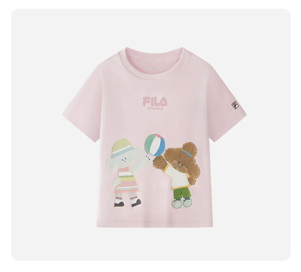 FILA KIDS Girl's FILA X SEUNGYOUN KIM Knitted Short Sleeve Top LIGHT PINK