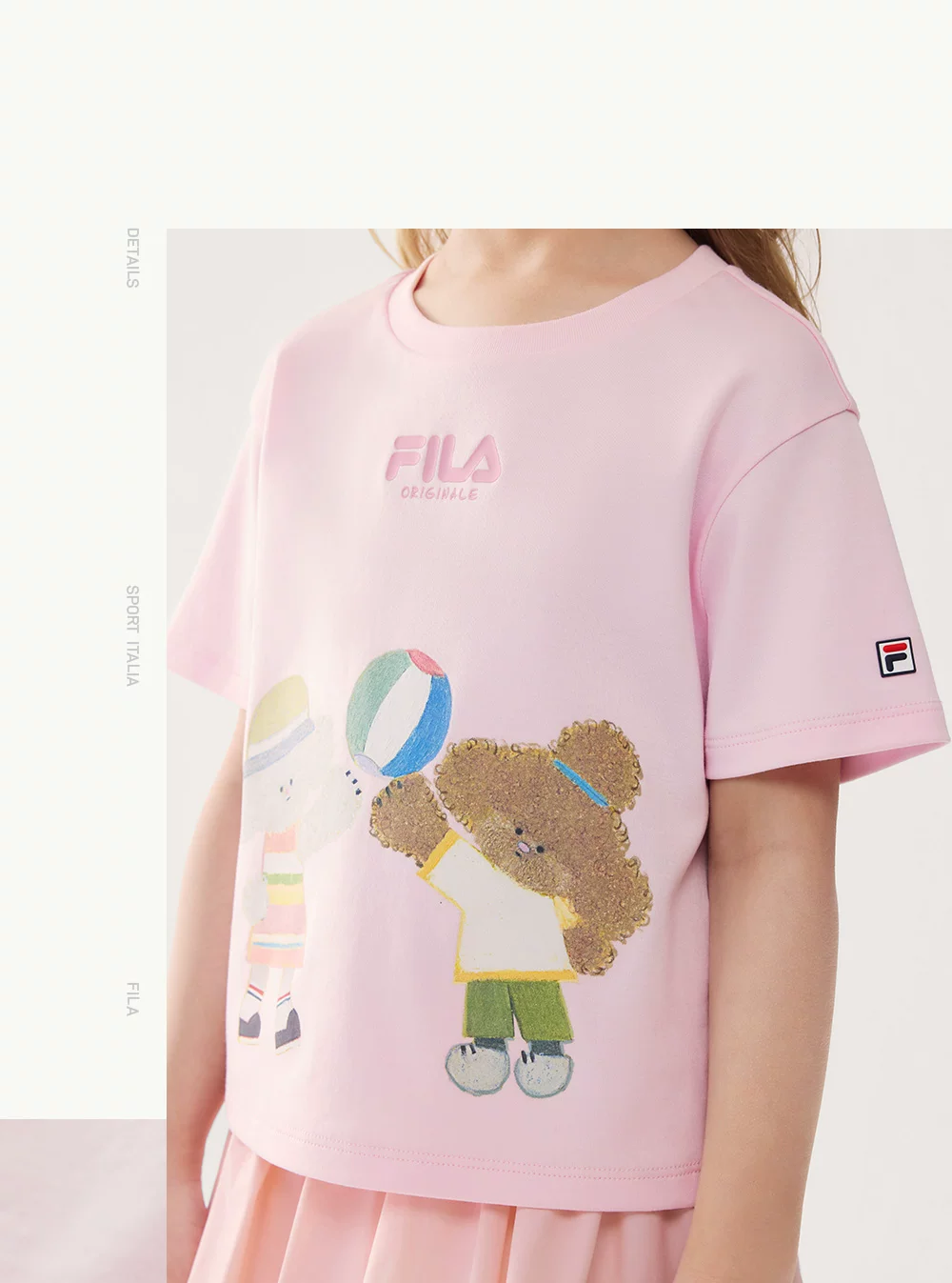 FILA KIDS Girl's FILA X SEUNGYOUN KIM Knitted Short Sleeve Top LIGHT PINK