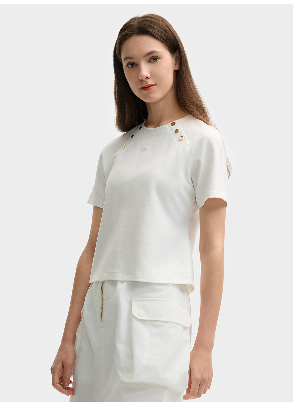 FILA CORE LIFESTYLE MILANO LUXURY CAFFE / FLAT WHITE Women Short Sleeves T-Shirt (Black / White)
