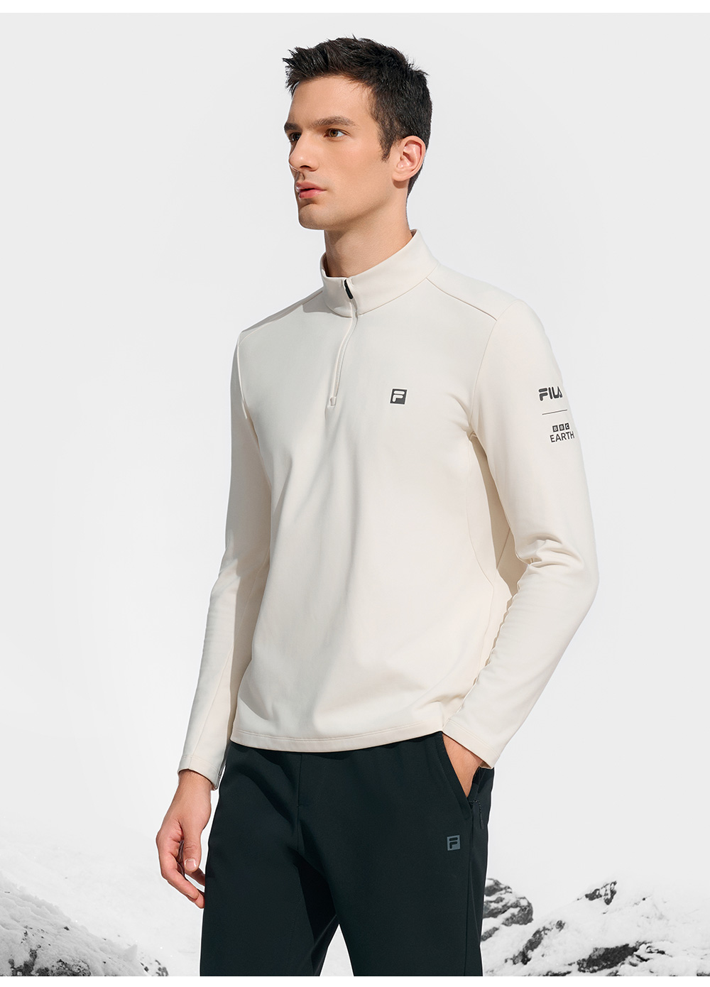 FILA CORE ATHLETICS EXPLORE X BBC EARTH PATHWAYS OF WONDER Men Long Sleeve Top (Beige / Black / Olive Green)