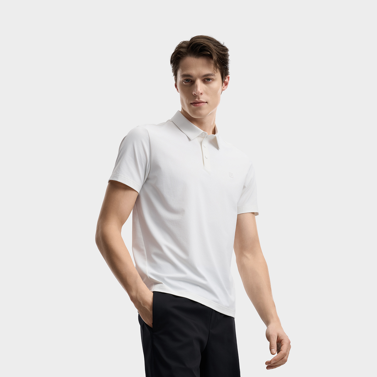 FILA MEN'S WHITE Knitted Short Sleeve Polo Shirt