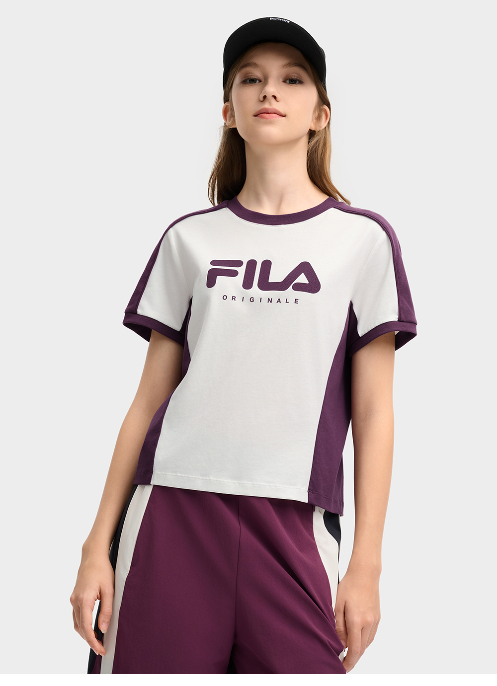 FILA CORE LIFESTYLE ORIGINALE VANGUARD EXPLORATION Women Short Sleeves T-Shirt (Purple / White)