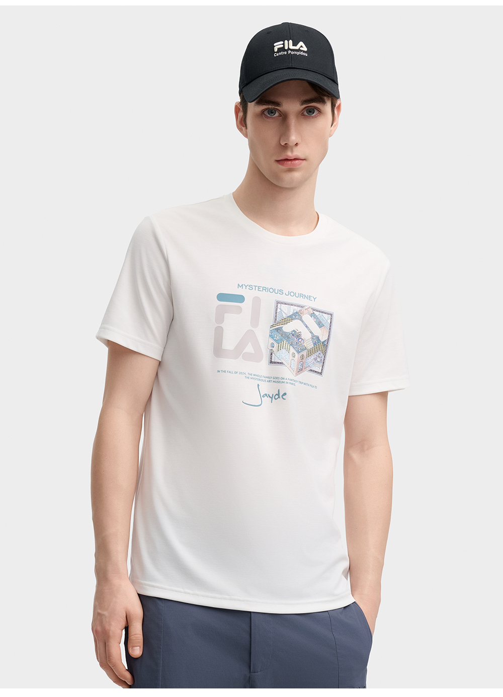 FILA CORE LIFESTYLE HERITAGE MYSTERIOUS JOURNEY Men Short Sleeve T-shirt (Black / White)