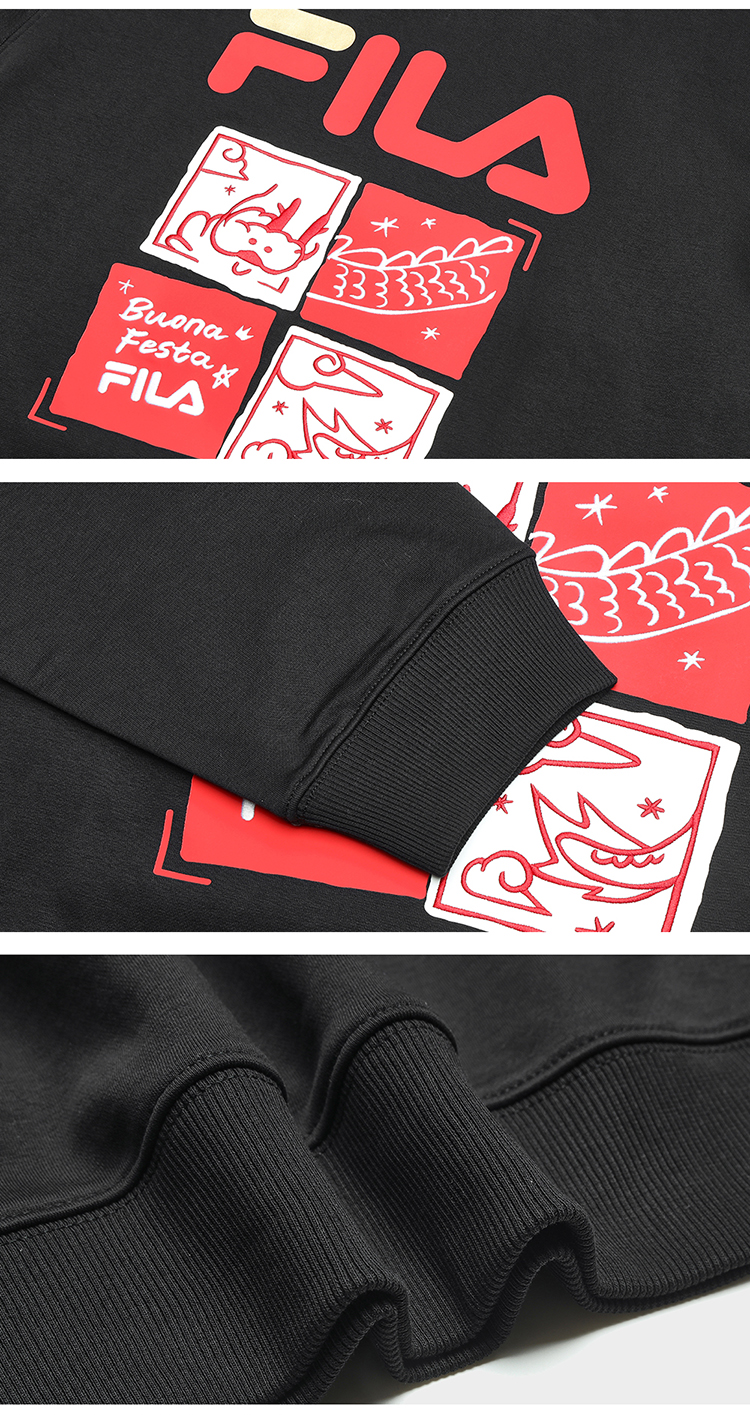 [ CNY Collection ] FILA CORE WHITE LINE ORIGINALE Men's Hooded Sweater in Red Chinese New Year