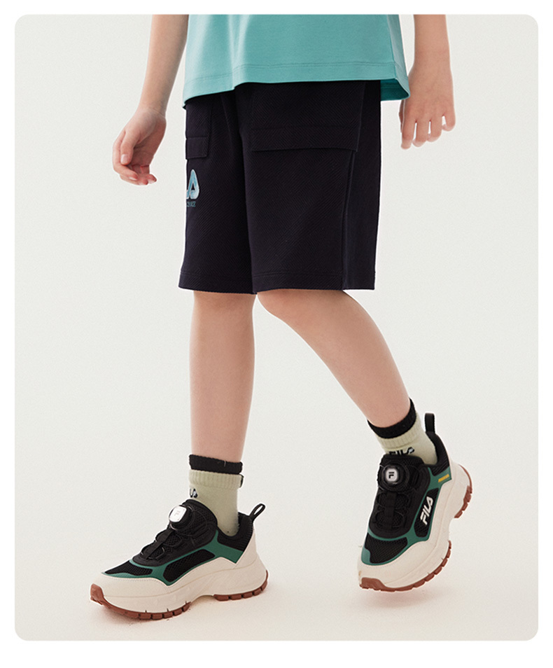 (130-170cm) FILA KIDS WHITE LINE Boy's Knit 5 Inch Pants in Navy