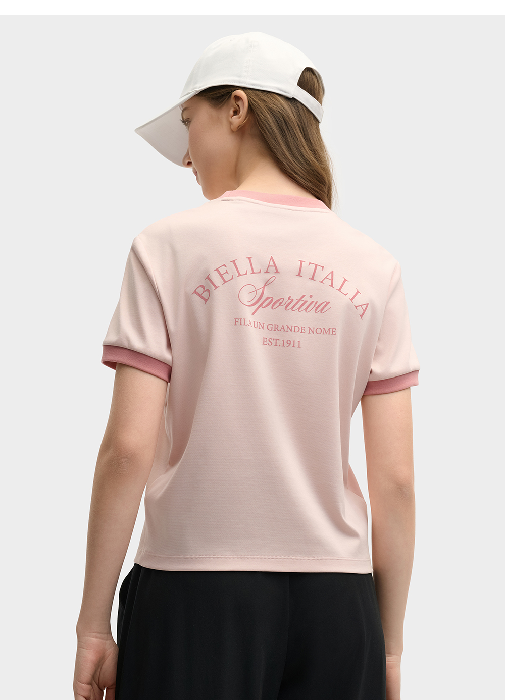 FILA CORE LIFESTYLE ORIGINALE DREAMS ON THE COURT Women Short Sleeves T-Shirt (Black / Pink / White)