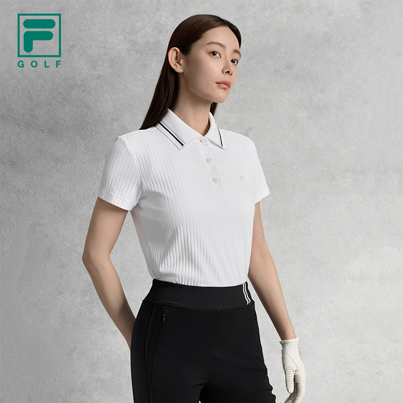 FILA CORE ATHLETICS GOLF ELITE GOLF CLUB Women Short Sleeve Polo (Black / Light Blue / White)
