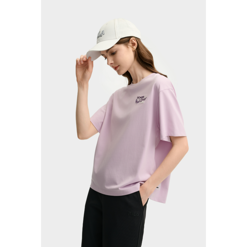 FILA CORE LIFESTYLE HERITAGE FILA X M.C.ESCHER Women Short Sleeve T-shirt (Pink / White)