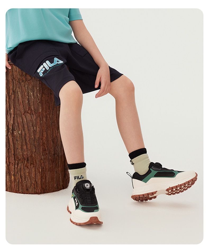 (130-170cm) FILA KIDS WHITE LINE Boy's Knit 5 Inch Pants in Navy