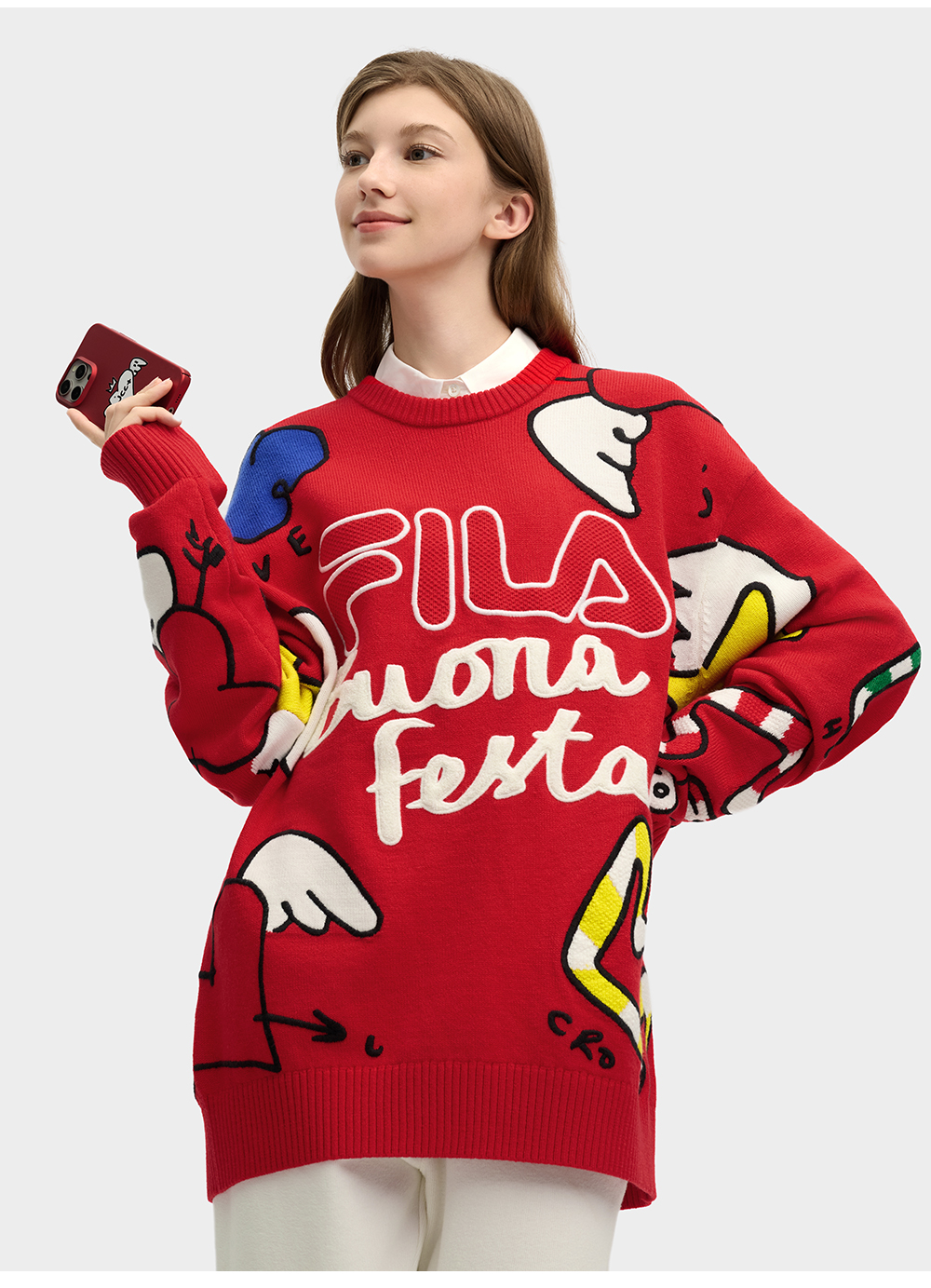 FILA CORE LIFESTYLE ORIGINALE FILA SOPHEY Women Knit Sweater (Red)