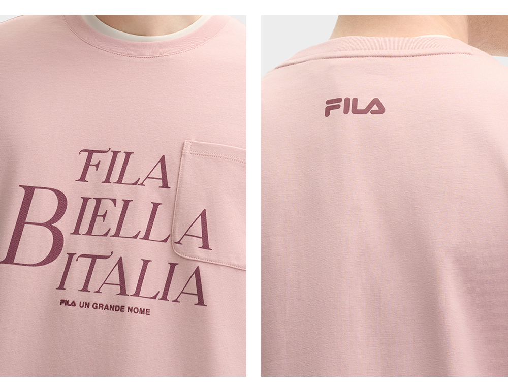 FILA CORE LIFESTYLE ORIGINALE DREAMS ON THE COURT Men Short Sleeves T-Shirt (Pink / White)