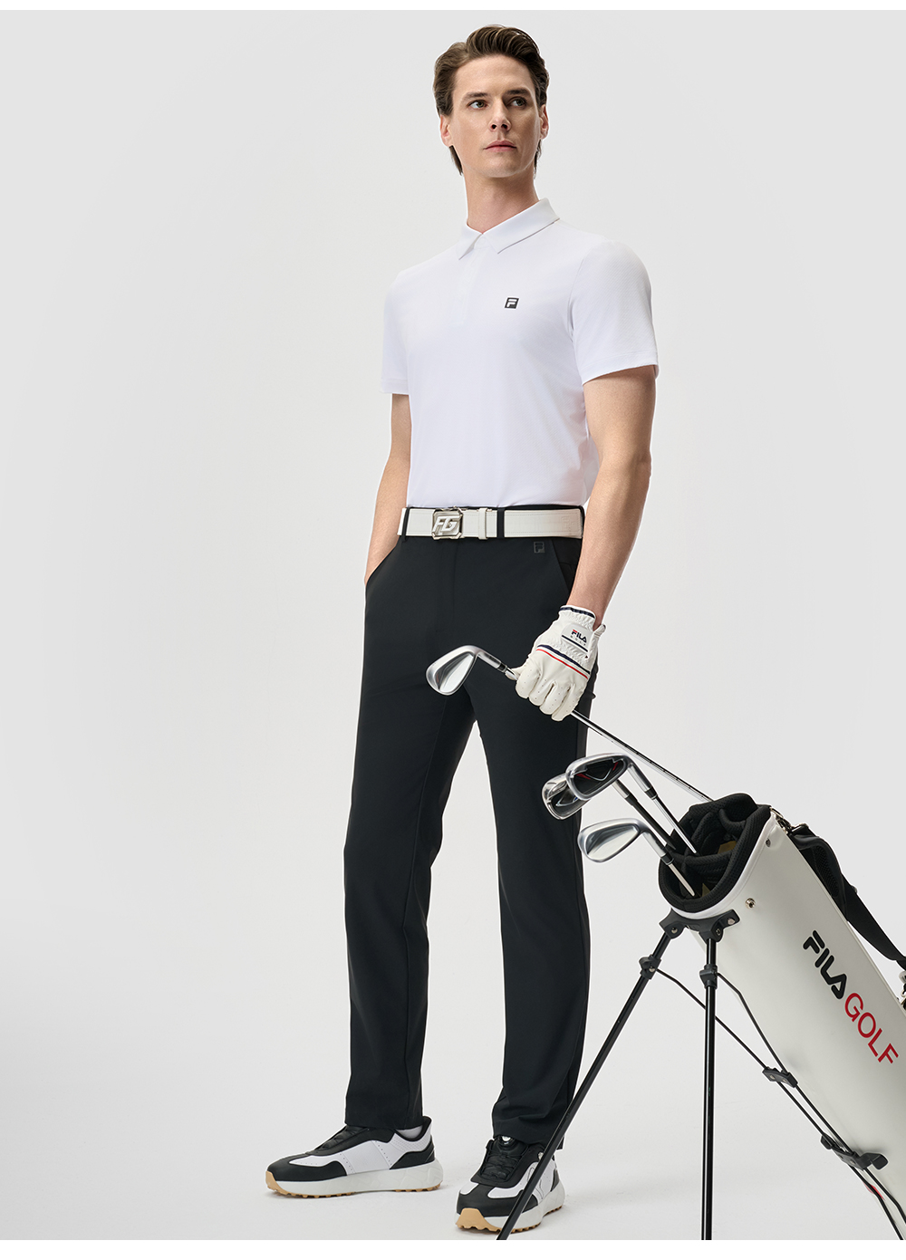 FILA CORE ATHLETICS GOLF STATELY FLORAL Men Polo T-shirt (Black / Light Khaki / White)