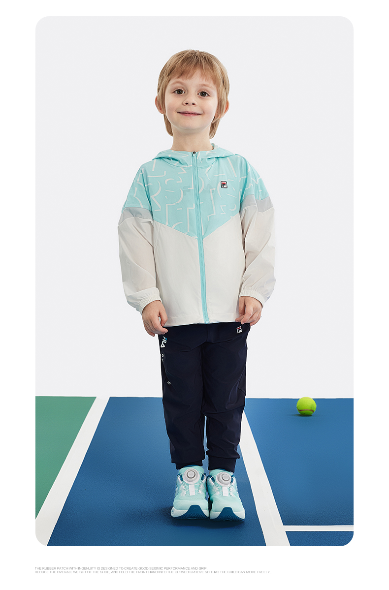 (105 -130cm) FILA KIDS PERFORMANCE TENNIS Boy's Sun-proof Jacket Hoodie in Full Print