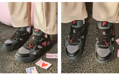 [V-Day Edition] FILA FUSION KICK II Women & Men Skate Shoes (Valentine's Couple Sneakers - Black and White )