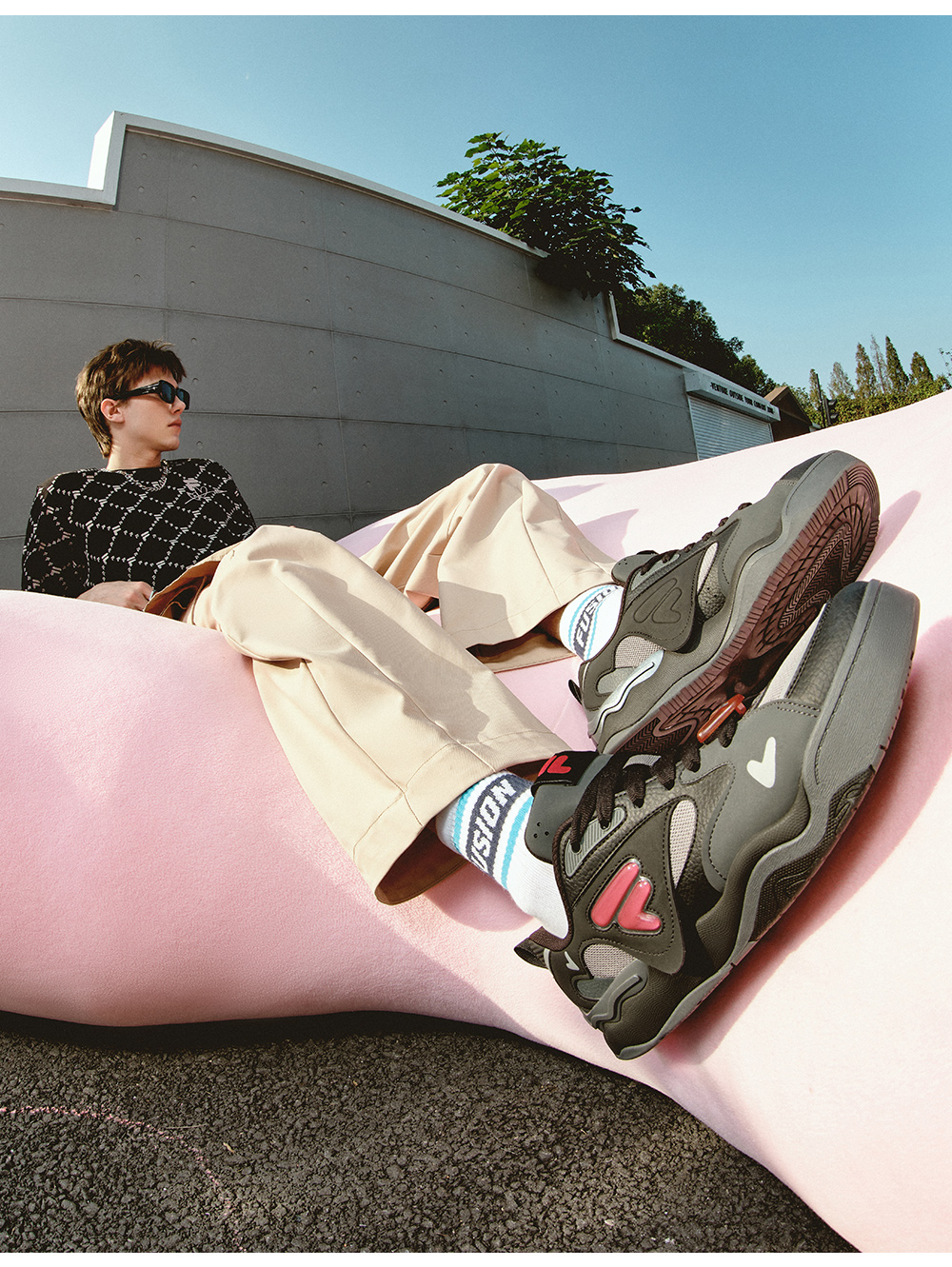 [V-Day Edition] FILA FUSION KICK II Women & Men Skate Shoes (Valentine's Couple Sneakers - Black and White )