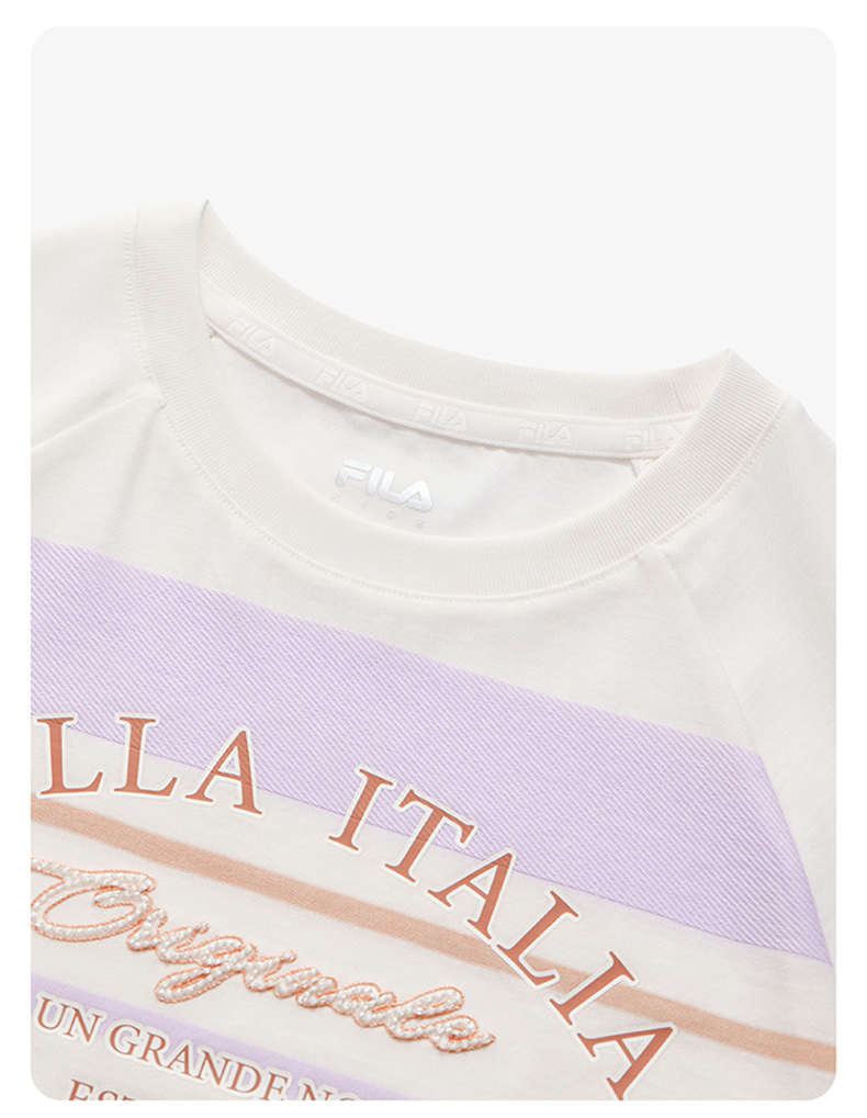 (130 - 165cm) FILA KIDS ORIGINALE Girl's Short Sleeve Knit Top in Full Print