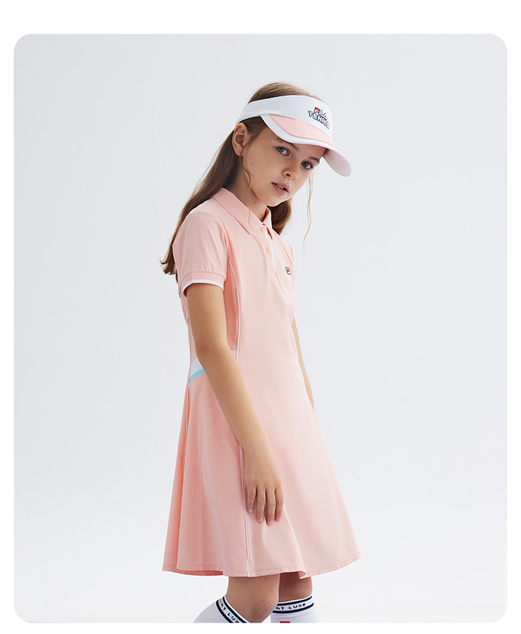 (130-165cm) FILA KIDS ART IN SPORTS PERFORMANCE TENNIS Girl's Dress in Navy / Orange