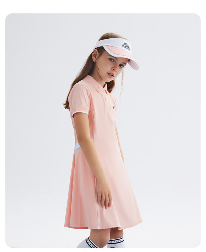 (130-165cm) FILA KIDS ART IN SPORTS PERFORMANCE TENNIS Girl's Dress in Navy / Orange