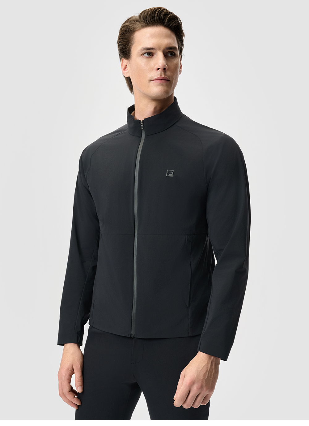 FILA CORE ATHLETICS GOLF STATELY FLORAL Men Woven Jacket (Black / Light Khaki)