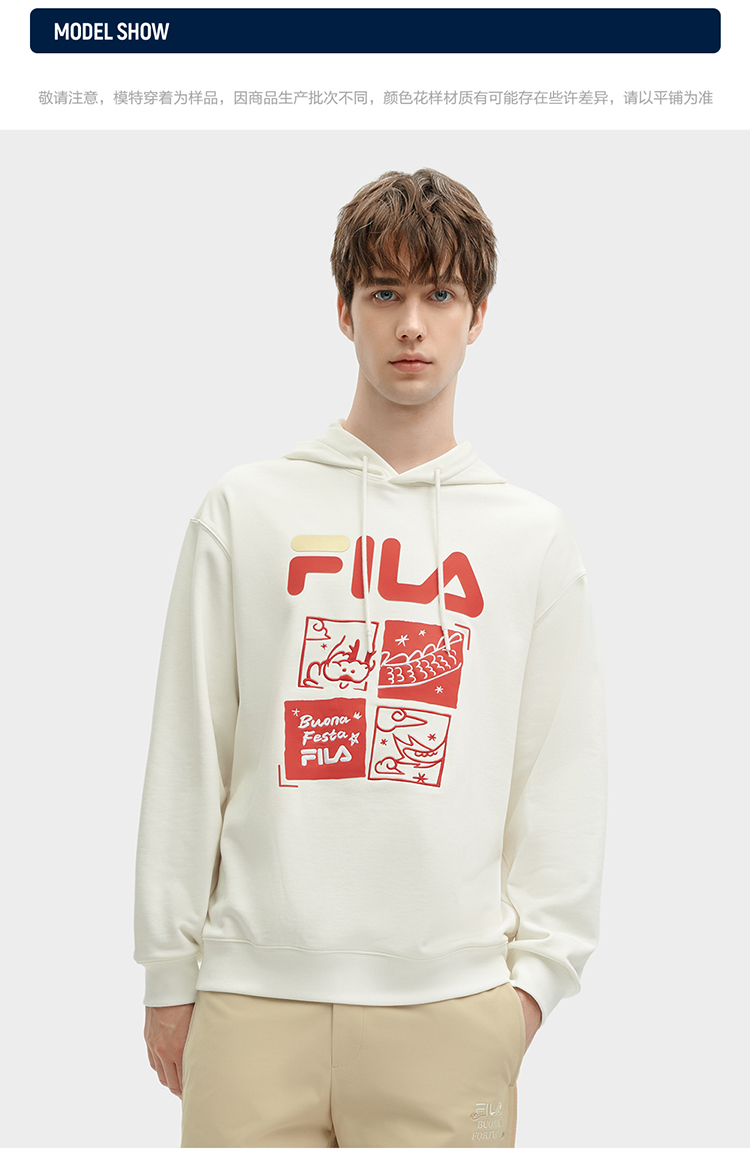 [ CNY Collection ] FILA CORE WHITE LINE ORIGINALE Men's Hooded Sweater in Red Chinese New Year
